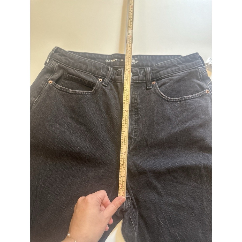 Old Navy Jeans Womens size 12 Black Extra High Rise Curvy Sky Hi Wide Leg NWT - Picture 7 of 8